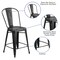 Merrick Lane Sabine Metal Indoor-Outdoor Counter Stool with Vertical Slat Back and Integrated Footrest